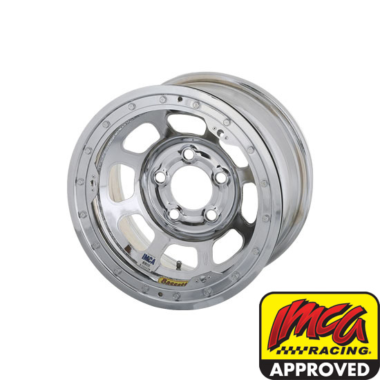 Bassett 58DF3ICL 15X8 D-Hole 5on4.5 3 In BS IMCA Chrome Beadlock Wheel