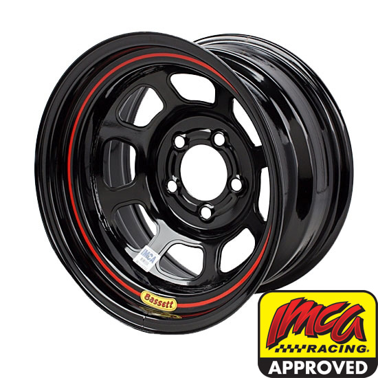 Bassett 58DF3I 15X8 D-Hole 5 on 4.5 3 Inch Backspace IMCA Black Wheel