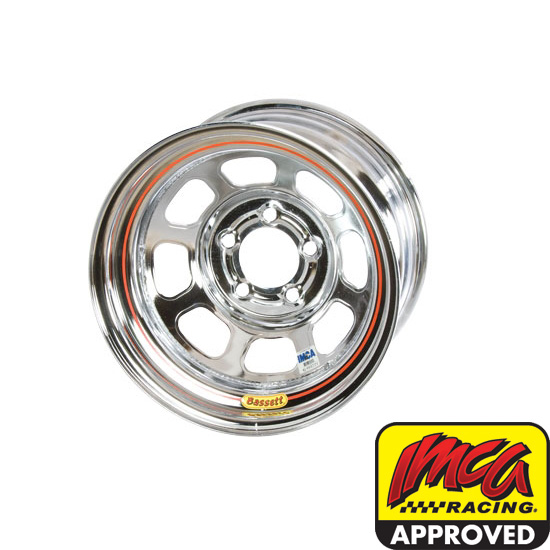 Bassett 58DF475IC 15X8 D-Hole 5on4.5 4.75 Inch BS IMCA Chrome Wheel