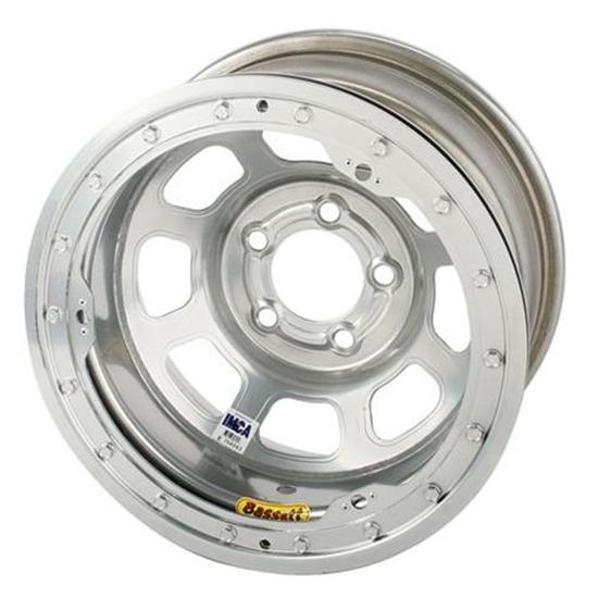 Bassett 58DJ4ISL 15X8 D-Hole 5on5.5 4 In BS IMCA Silver Beadlock Wheel