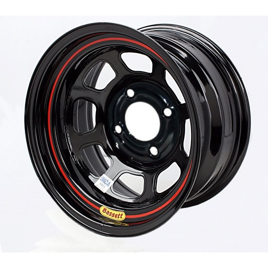 Bassett 58DP4 15X8 D-Hole 4 on 4.25 4 Inch Backspace Black Wheel