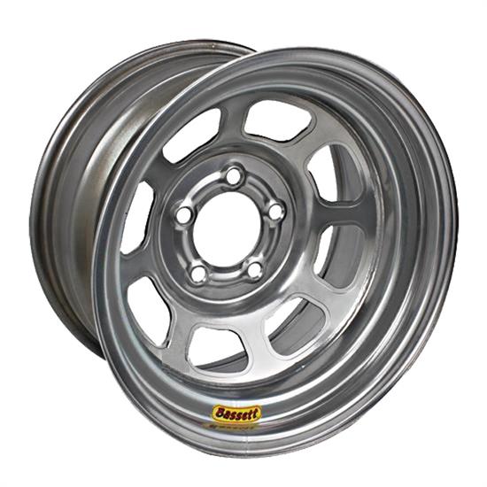 Bassett 958C2 15X8 Excel D-Hole 5 on 4.75 2 In Backspace Silver Wheel