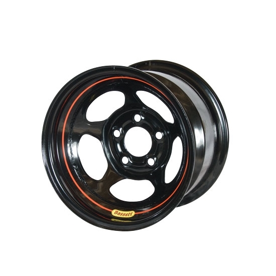 Bassett D58AJ4 15X8 Dot Inertia 5 on 5.5 4 Inch Backspace Black Wheel