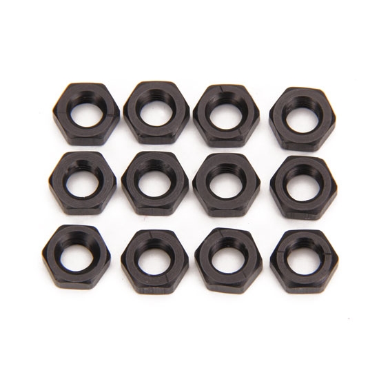 Black Aluminum Jam Nuts, 1/4-28 Thread, 12 Pack