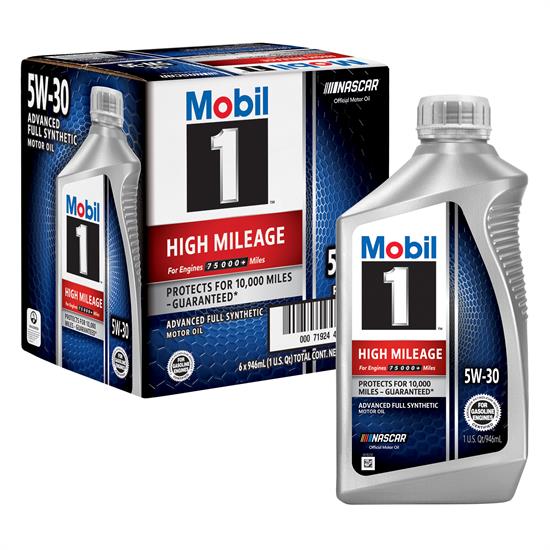 Mobil 1 High Mileage Full Synthetic Motor Oil 5W-30, 1 Qt, Case/6