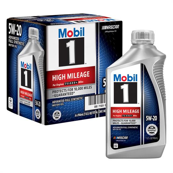 Mobil 1 High Mileage Full Synthetic Motor Oil 5W-20, 1 Qt, Case/6
