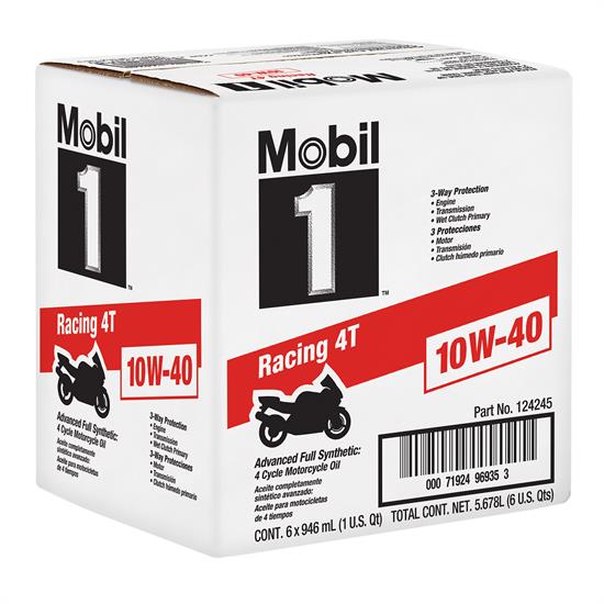Mobil 1 Racing 4T Full Syn Motorcycle Oil 10W-40, 1 Qt, Case of 6