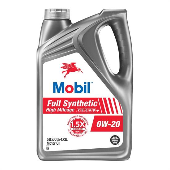 Mobil 125206 High Mileage Synthetic 0W-20 Engine Oil, 5 Qt Jug