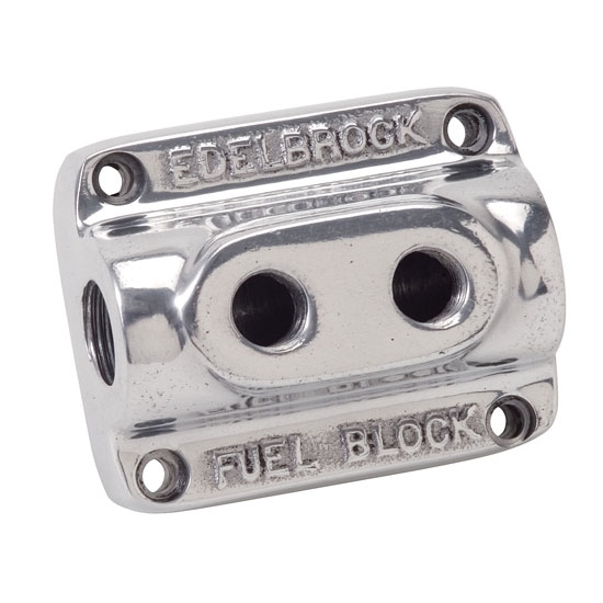 Edelbrock 12801 Polished 2-Carb Fuel Block