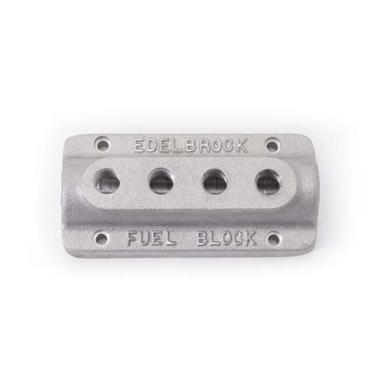 Edelbrock 1290 Fuel Distribution Block, Rectangular, Cast Aluminum