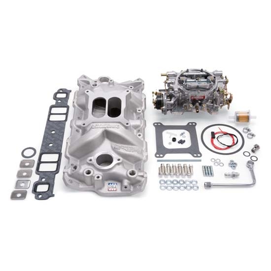 Edelbrock 2021 Single-Quad Intake Manifold/Carburetor Kit, Chevy