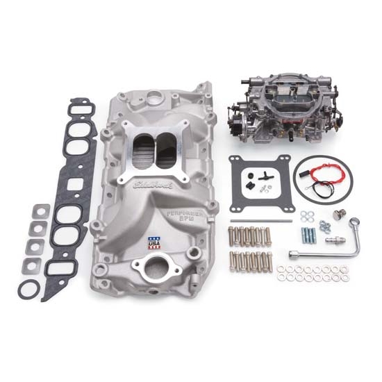 Edelbrock 2062 Single-Quad Intake Manifold/Carburetor Kit, Chevy