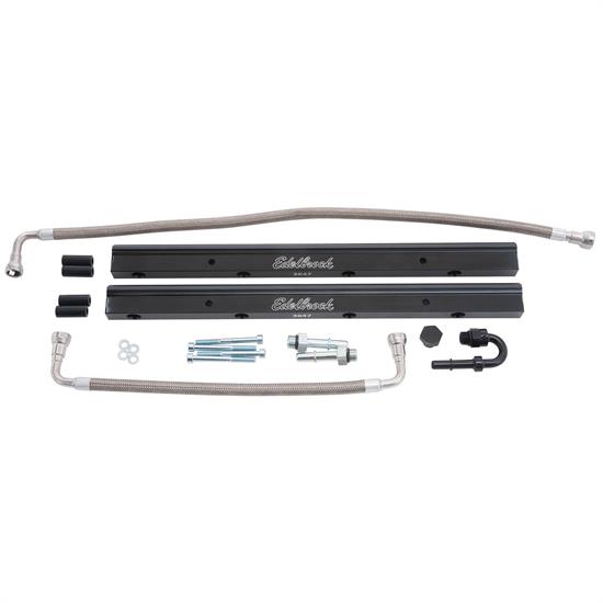 Edelbrock 3647 Fuel Injector Rail Kit, -6 AN, Black, Hemi 3G