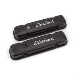 Edelbrock 4453 Signature Series Black Valve Cover Set, Pontiac V8