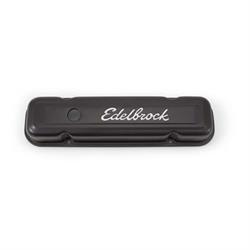 Edelbrock 4453 Signature Series Black Valve Cover Set, Pontiac V8