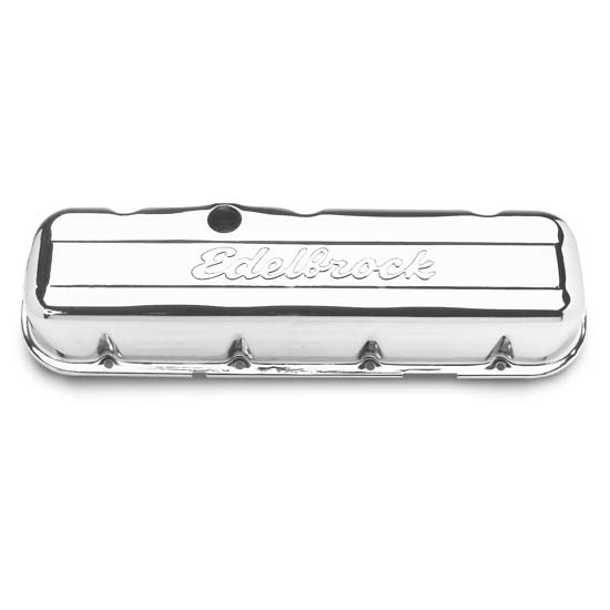 Edelbrock 4480 Signature Series Chrome Valve Cover Set, BB Chevy