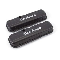 Edelbrock 4483 Signature Series Black Valve Cover Set,Big Block Chevy