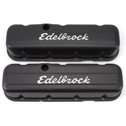 Edelbrock 4683 Signature Series Black Valve Cover Set, BB Chevy