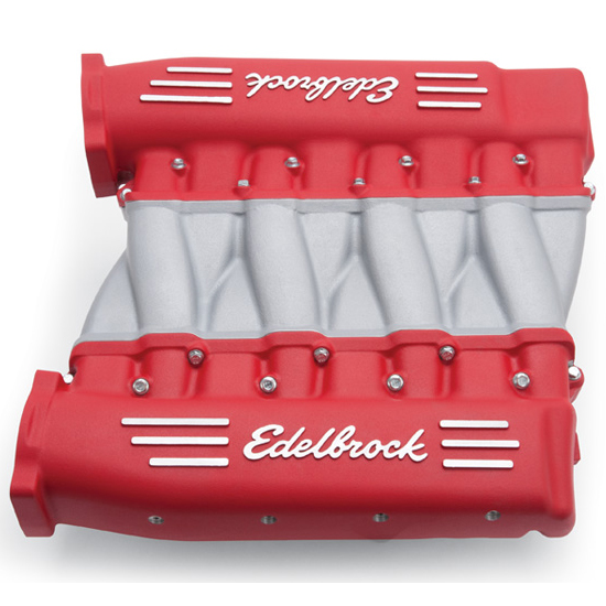 Edelbrock 7141 Cross-Ram LS3 Manifold, Red