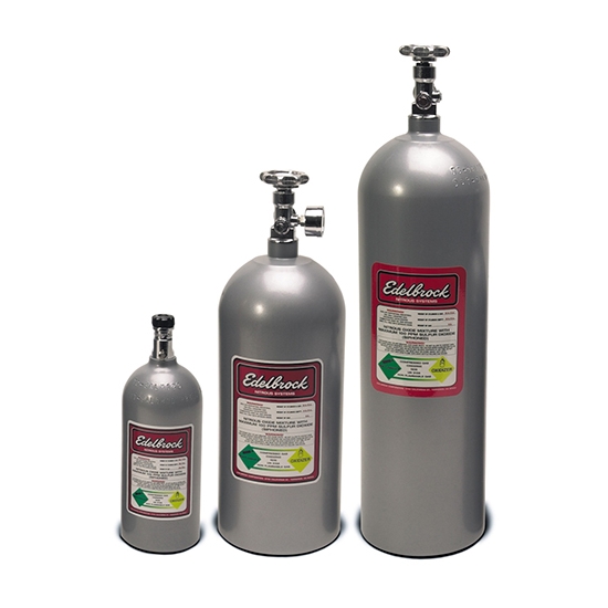 Edelbrock 72316 Nitrous Oxide Bottle, 15 Pounds, Aluminum, Silver
