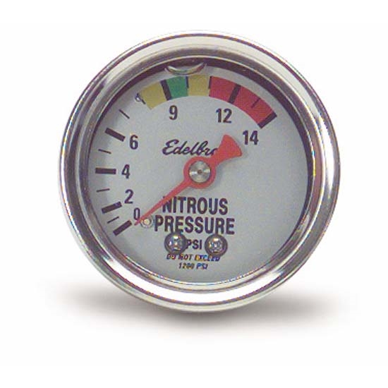 Edelbrock 73801 Nitrous System Fuel Pressure Gauge, 0-1,400 psi