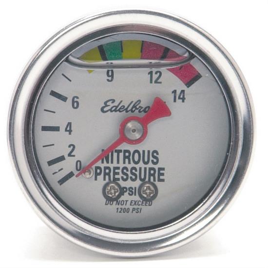 Edelbrock 73801 Nitrous System Fuel Pressure Gauge, 0-1,400 psi
