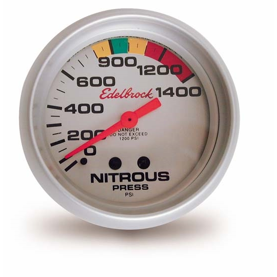 Edelbrock 73802 Nitrous System Fuel Pressure Gauge, 0-1,400 psi