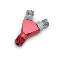 Edelbrock 76558 Flare Jet Adapter Y Fitting, 1/8 Inch NPT, Red