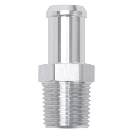 Edelbrock 8160 Pipe to Hose Barb Fitting, 5/8 to 1/2, Clear Anodized