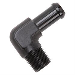 Edelbrock 8163 Pipe to Hose Barb Fitting, 1/2 to 3/8, Black Anodized