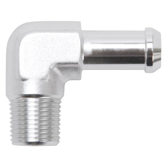 Edelbrock 8164 Pipe to Hose Barb Fitting, 1/2 to 3/8, Clear Anodized