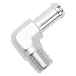 Edelbrock 8164 Pipe to Hose Barb Fitting, 1/2 to 3/8, Clear Anodized
