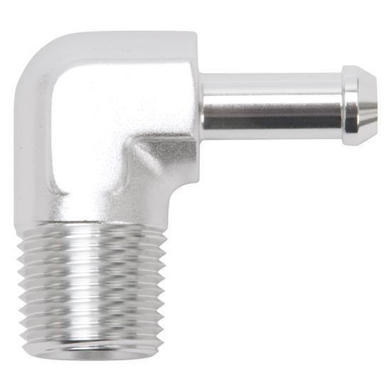 Edelbrock 8177 Pipe to Hose Barb Fitting, 3/8 to 1/2, Clear Anodized