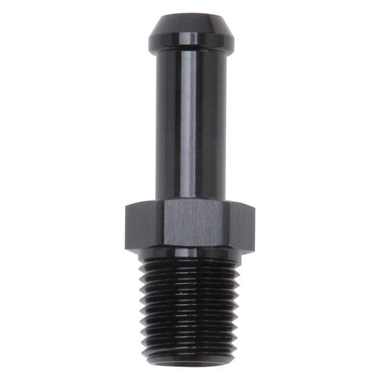 Edelbrock 8191 Pipe to Hose Barb Fitting, 3/8 to 1/4, Black Anodized