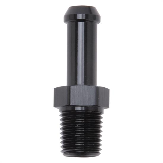 Edelbrock 8191 Pipe to Hose Barb Fitting, 3/8 to 1/4, Black Anodized