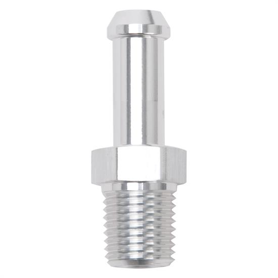 Edelbrock 8199 Pipe to Hose Barb Fitting, 3/8 to 1/4, Clear Anodized