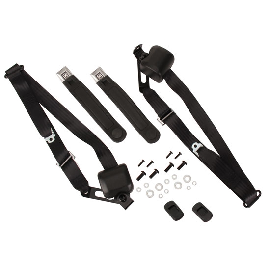 Morris MCSBGM-9E-BK 3-Point Seat Belt Kit, 66-73 El Camino, Bucket