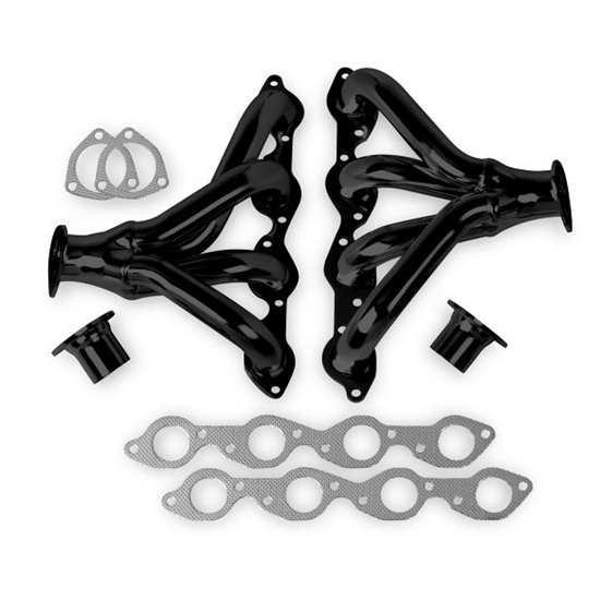 Flowtech 11701FLT Tight Fit Block Hugger Header, BB Chevy, Black Paint