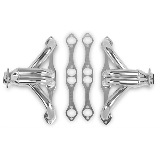 Flowtech 11705-2FLT Block Hugger Header, SB Chevy, Chrome Finish