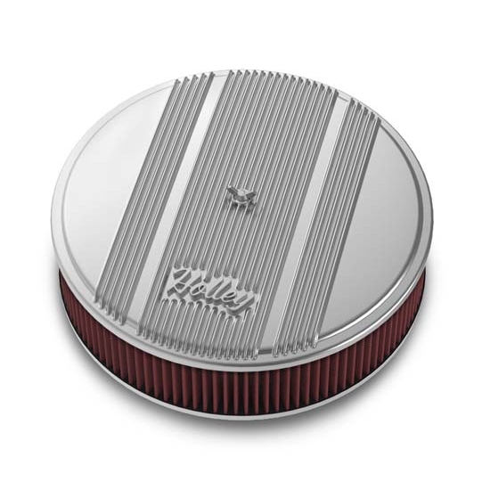 Holley 120-151 Round Polished Finned Air Cleaner, 3 In Reusable Filter