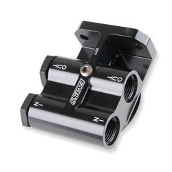 Earls 2077ERL Billet Remote Oil Filter Mount, Black Anodized