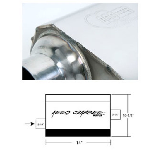 Hooker 21501HKR Aero Chamber Muffler, Single 2-1/4 Inch Offset Inlet