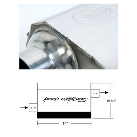 Hooker 21503HKR Aero Chamber Muffler, Single 2-1/4 Inch Offset Inlet