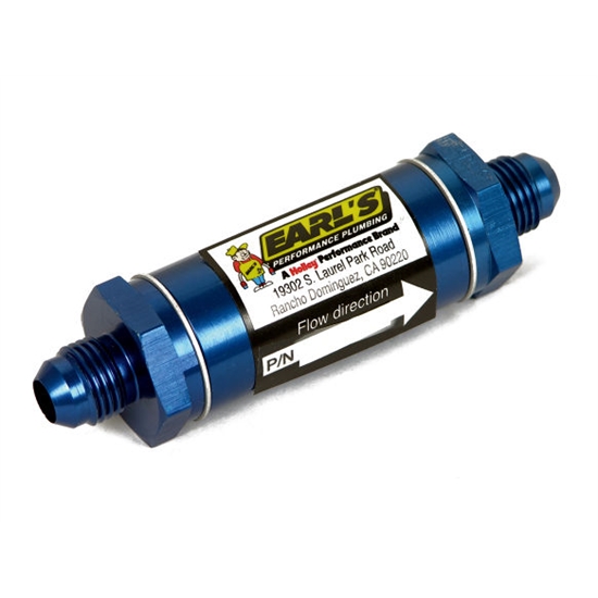 Earls 230304ERL In-Line Oil Filter, -4 AN, Blue Anodized