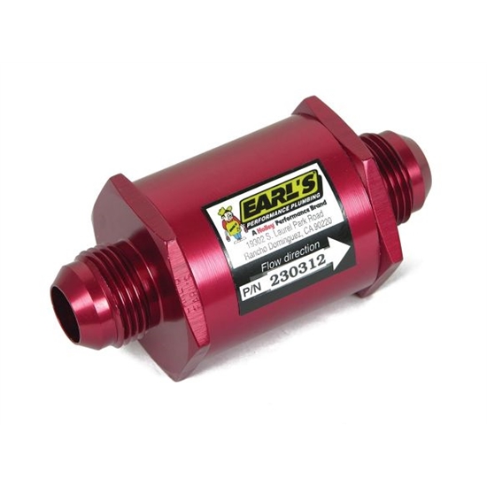 Earls 230312ERL In-Line Oil Filter, -12 AN, Red Anodized