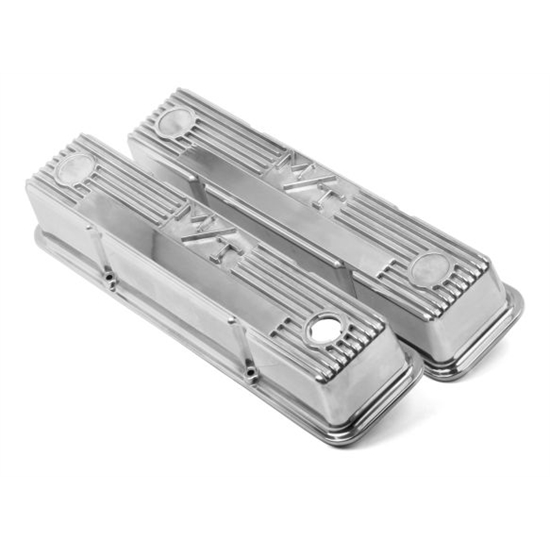 Holley 241-82 SB Chevy M/T Valve Covers, Polished, Cast Aluminum