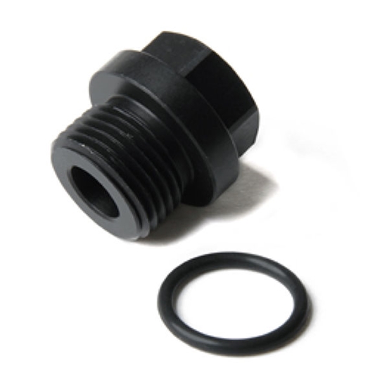 Holley 26-144-1 Short Fuel Inlet Plug w/-8AN O-Ring Threads, Black