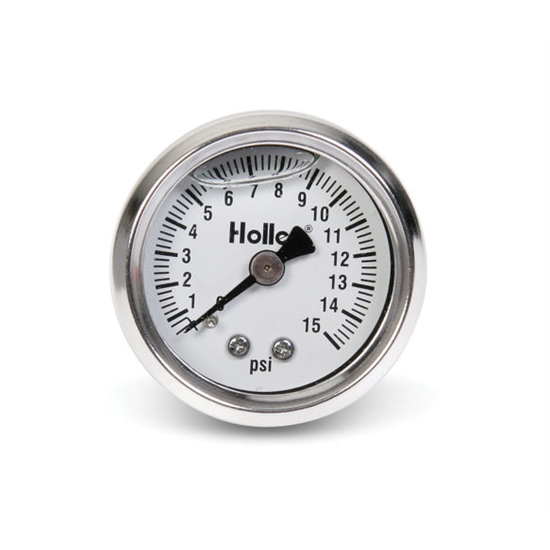 Holley 26-504 Mechanical Fuel Pressure Gauge, 0 - 15 PSI Liquid Filled