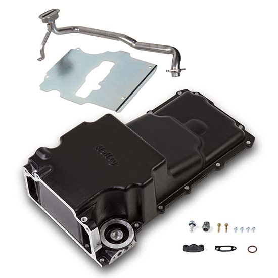 Holley 302-2BK LS Swap Oil Pan, Additional Front Clearance, Black