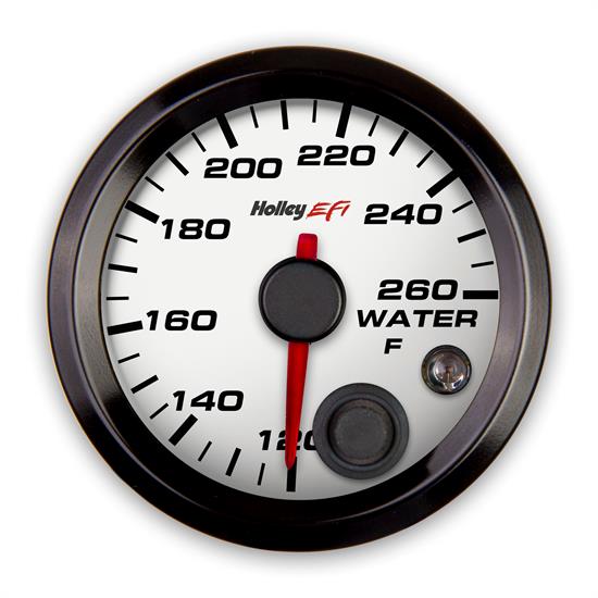Holley EFI 553-128W EFI Coolant Temp Gauge, 2-1/16 Inch, White/Black